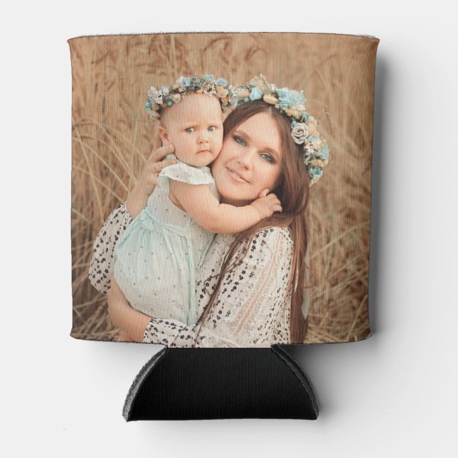 Personalized 2 Photo Template Double Sided Can Coo Cooler (Front)