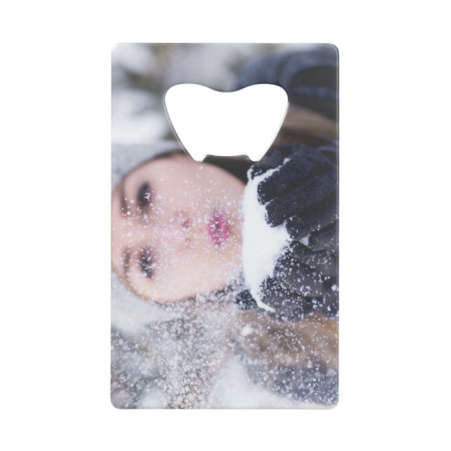 Personalized 2 Photo Template Double Sided Credit Card Bottle Opener (Front)