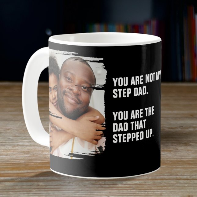 Personalized 2 Photo The Dad That Stepped Up Coffee Mug (Creator Uploaded)
