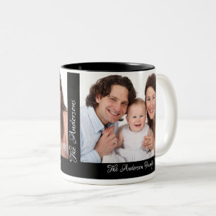 Personalized 2 Photos Add Your Name Custom Two-Tone Coffee Mug