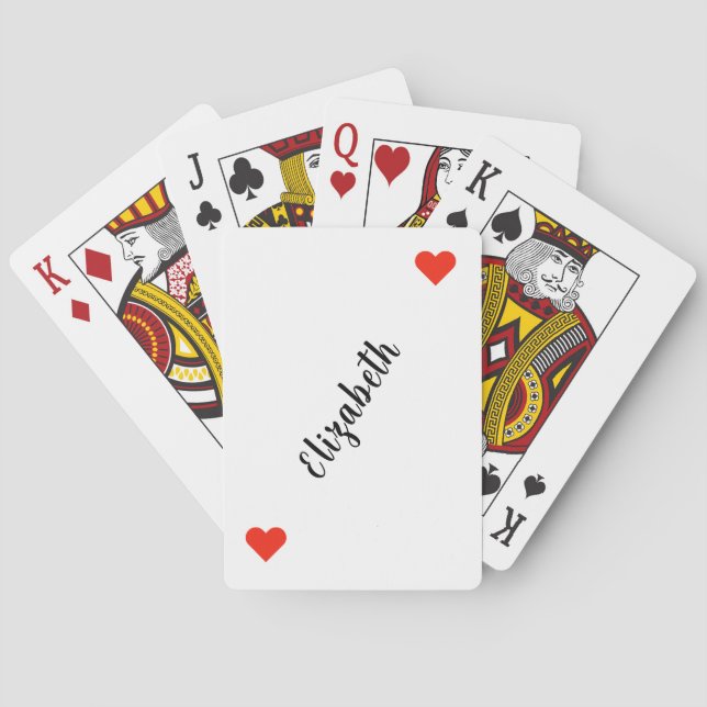 Personalized 2-Red Hearts Playing Cards (Back)