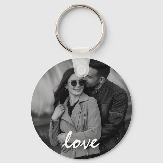 Personalized 2 sided Photo and Text Photo Collage  Keychain (Front)