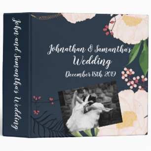 Personalized 2" Wedding Binder Baby Pink Cosmos on