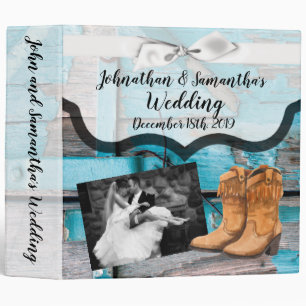 Personalized 2" Wedding Binder Blue Wood Barn Door