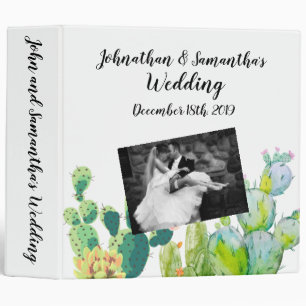 Personalized 2" Wedding Binder Bohemian Cactus Suc