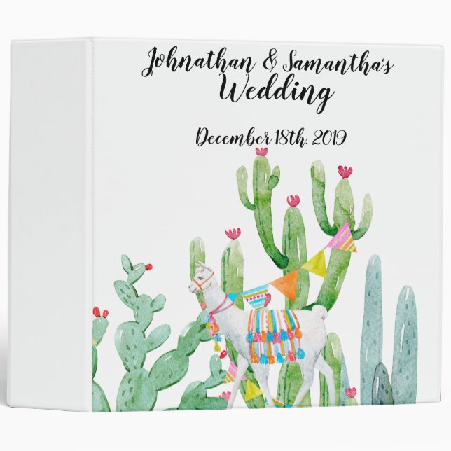 Personalized 2" Wedding Binder Boho Llama Bohemian (Front/Spine)