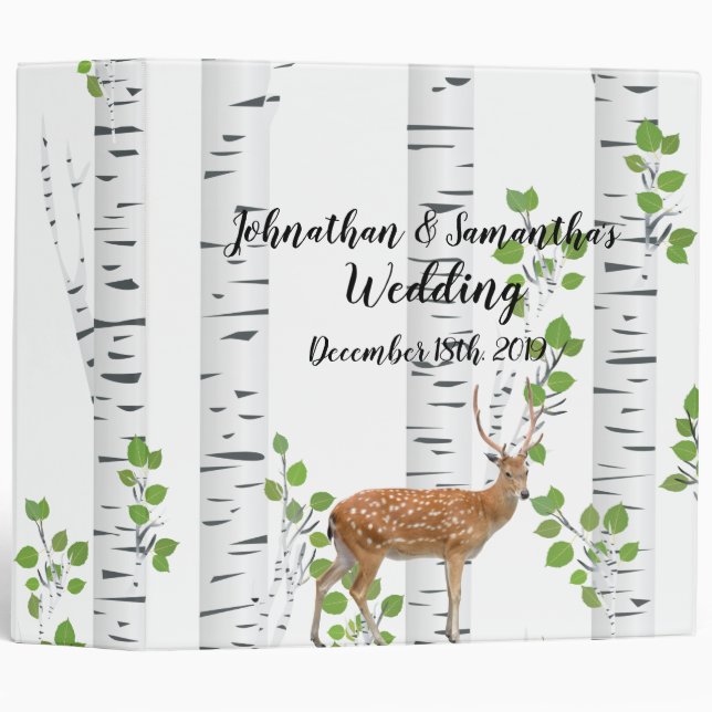 Personalized 2" Wedding Binder Deer Doe Buck Woodl (Front/Spine)