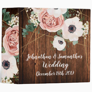Personalized 2" Wedding Binder Geometric Rose Barn