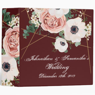 Personalized 2" Wedding Binder Geometric Wine Burg