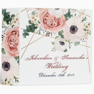 Personalized 2" Wedding Binder Geometrical Rose