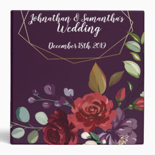 Personalized 2" Wedding Binder Plum Purple Roses G