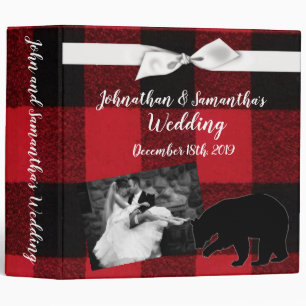 Personalized 2" Wedding Binder Red Buffalo Plaid
