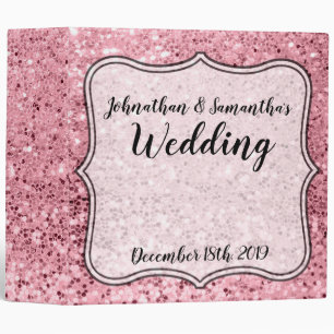 Personalized 2" Wedding Binder Rose Gold Glitter