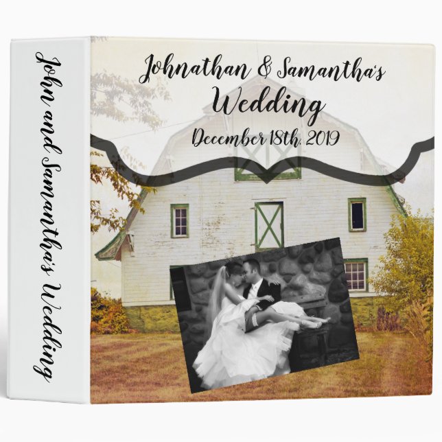 Personalized 2" Wedding Binder Sunset Barn Country (Front/Spine)