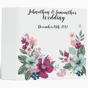 Personalized 2" Wedding Binder Tropical Flowers on