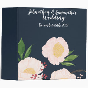 Personalized 2" Wedding Binder White Floral Flower