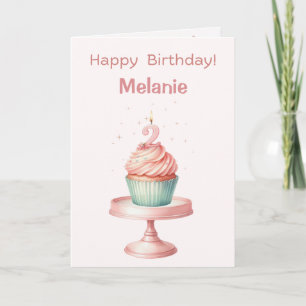 Personalized 2 year Cupcake Birthday Card