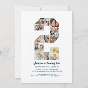 Personalized 2nd Birthday Invitation Photo Collage