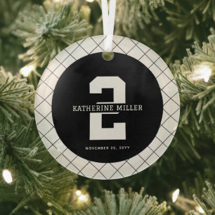 Personalized 2nd Birthday Modern and Elegant   Glass Ornament