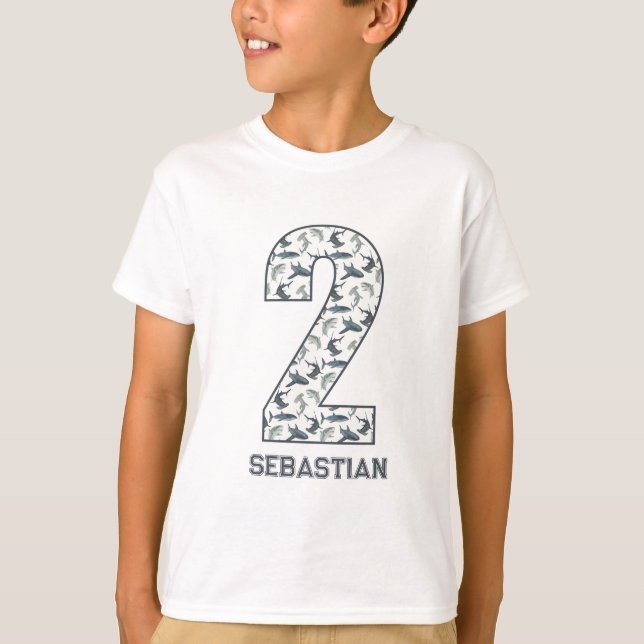 Personalized 2nd Birthday Shark Shirt  (Front)