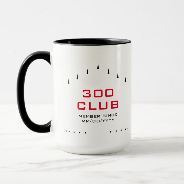 Personalized 300 Club Member Bowling Lane Markings Mug (Left)
