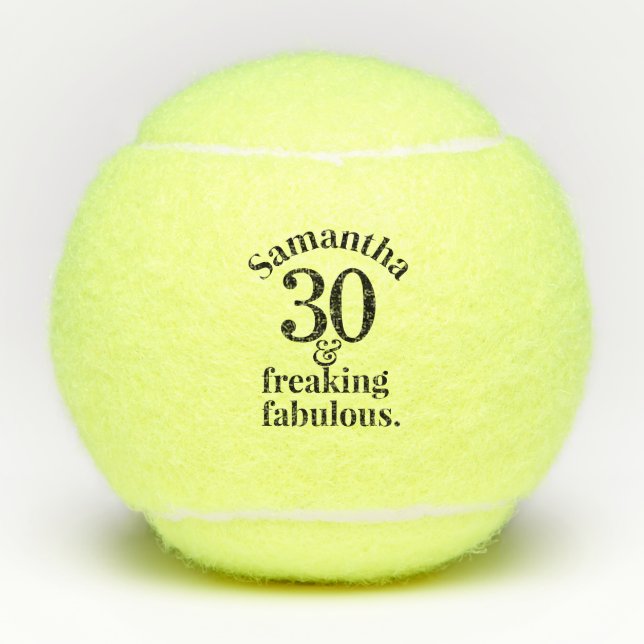 Personalized 30 & Fabulous Birthday Tennis Balls (Front)