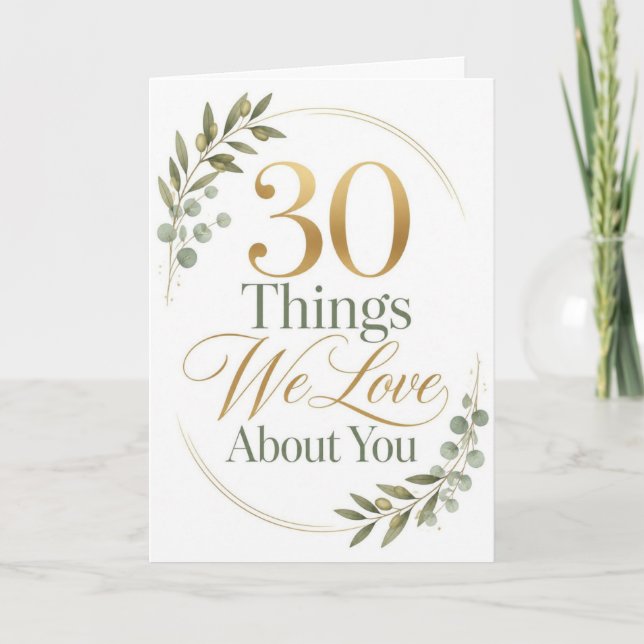 Personalized 30 Things We Love About You Gift Card (Front)