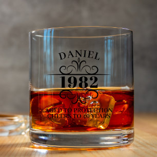 Personalized 30th 40th 50th 60th 70 Birthday Party Whiskey Glass
