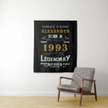 Personalized 30th Birthday 1993 Add Name Legendary Tapestry<br><div class="desc">Personalized birthday born in 1993. Add your name birthday photography backdrop tapestry. Edit the name and year with the template provided. A wonderful custom black birthday idea. More gifts and party supplies available with the "Legendary" design in the store.</div>