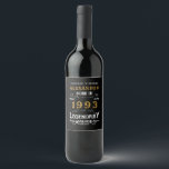 Personalized 30th Birthday 1993 Add Name Legendary Wine Label<br><div class="desc">Personalized Birthday born in 1993 Add your name birthday wine bottle labels. Edit the name and year with the template provided. A wonderful custom black birthday idea. More gifts and party supplies available with the "Legendary" design in the store.</div>