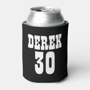 Personalized 30th Birthday Black White Can Cooler