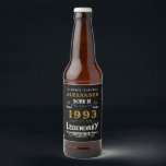 Personalized 30th Birthday Born 1993 Vintage Black Beer Bottle Label<br><div class="desc">A personalized classic beer bottle label design for that birthday celebration for somebody born in 1993 and turning 30. Add the name to this vintage retro style black, white and gold design for a custom 30 birthday gift. Easily edit the name and year with the template provided. A wonderful custom...</div>