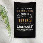 Personalized 30th Birthday Born 1995 Vintage Black Banner<br><div class="desc">A personalized classic party banner for that special birthday born in 1995 and turning 30. Add the name to this vintage retro style black, white and gold design for a custom birthday gift. Easily edit the name and year with the template provided. A wonderful custom black birthday gift. More gifts...</div>