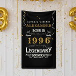 Personalized 30th Birthday Born 1996 Retro Party Banner<br><div class="desc">Celebrate a 30-Year Legend with this Personalized Vintage Banner! Throw an unforgettable party with this striking black and white banner, specifically designed for a landmark 30th birthday. The retro-inspired typography proudly features the year "BORN 1996" for a nostalgic and classic aesthetic. Key Features: Fully Customizable: Easily edit the name and...</div>