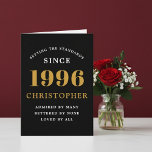 Personalized 30th Birthday Born 1996 Vintage Black Card<br><div class="desc">A personalized classic 30th birthday card for that celebration for somebody born in 1996 and turning 30. Add the name to this chic style black, white and gold design for a custom birthday gift. Easily edit the name and year with the template provided. A wonderful custom black birthday gift. More...</div>