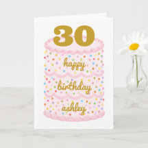 Personalized 30th Birthday Card, Custom Name