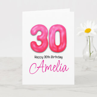 Personalized 30th Birthday Number Balloon Card