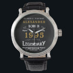 Personalized 30th Birthday Or Retirement Born 1995 Watch<br><div class="desc">A personalized unique watch for that special birthday person turning 30 or retirement gift. Add the name to this vintage retro style black, white and gold design for a custom gift. Easily edit the name and year with the template provided. A wonderful custom gift for a special occasion. More gifts...</div>