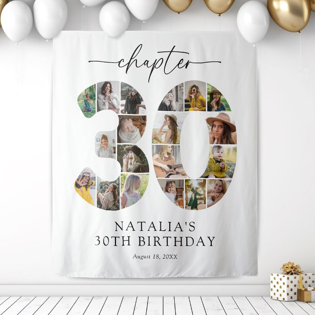 Personalized 30th Birthday Photo Collage Tapestry (Creator Uploaded)