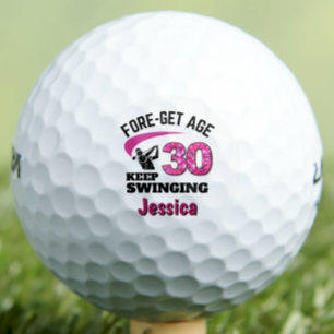 Personalized 30th Birthday – Pink Fore-get Age 30 Golf Balls