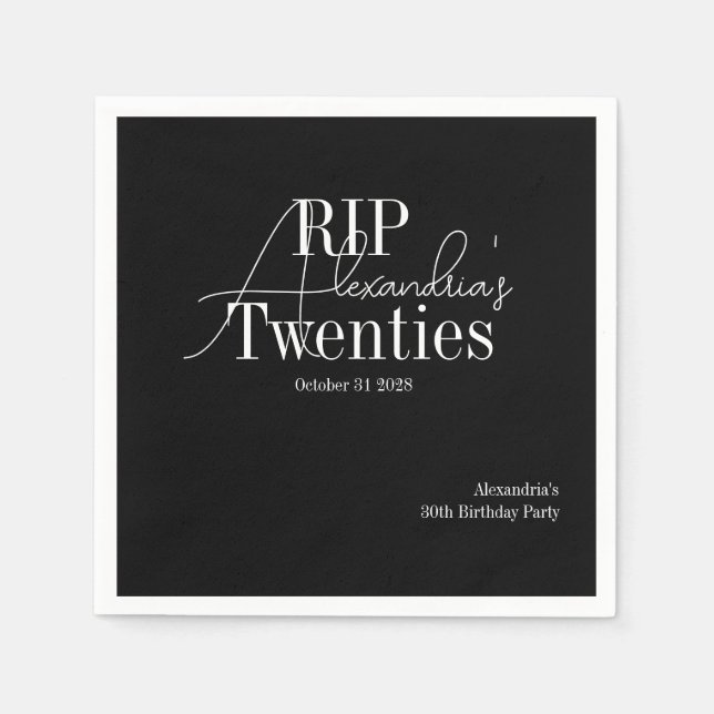 Personalized 30th birthday RIP 20s party Napkin (Front)