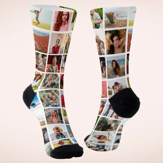 Personalized 32 Photo Collage Custom Gift Socks (Creator Uploaded)