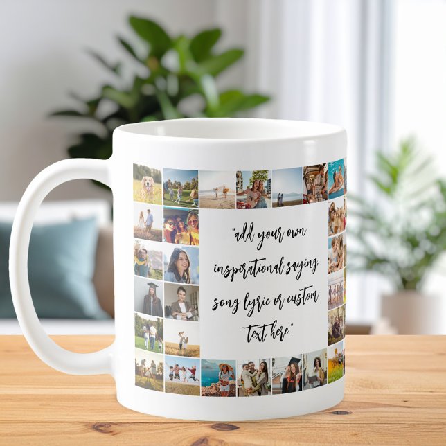 Personalized 32 Photo Collage Custom Quote Coffee Mug (Creator Uploaded)