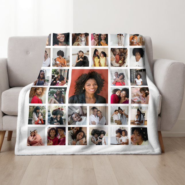 Personalized 33 Photo Collage Memorial Fleece Blanket (Creator Uploaded)