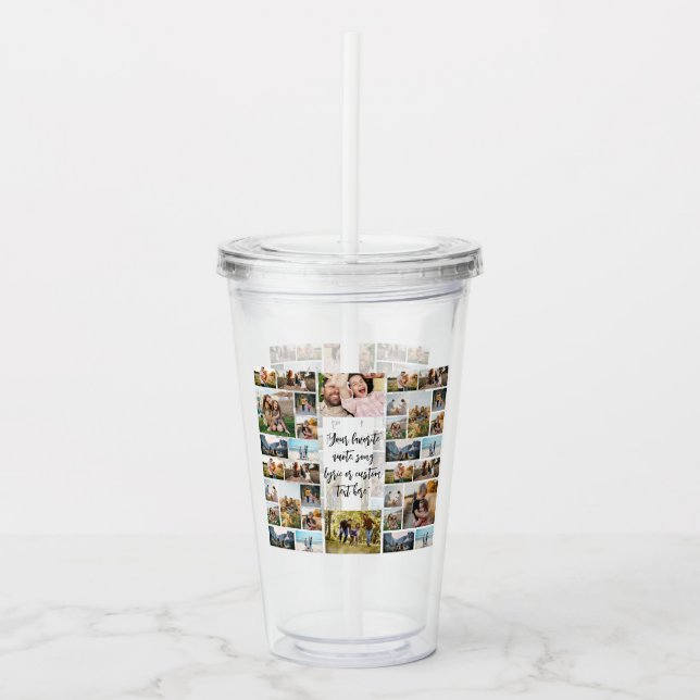 Personalized 34 Photo Collage Custom Quote Acrylic Tumbler (Front)