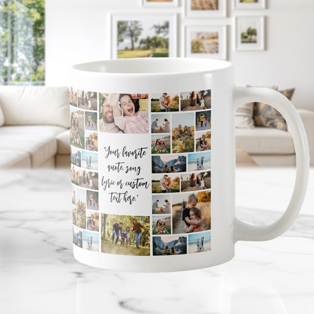 Personalized 34 Photo Collage Custom Quote Coffee Mug (Creator Uploaded)