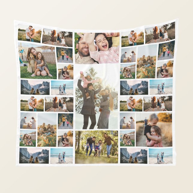 Personalized 35 Photo Collage Fleece Blanket (Creator Uploaded)