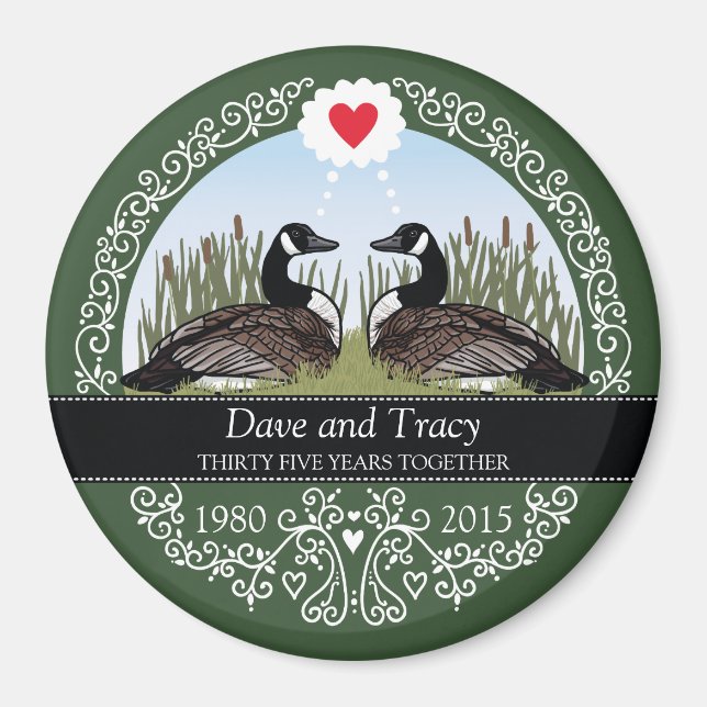 Personalized 35th Wedding Anniversary, Geese Magnet (Front)