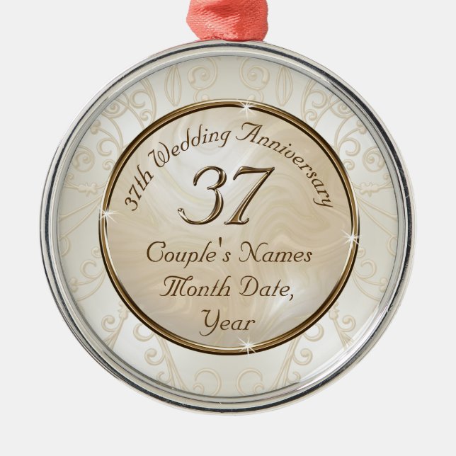 Personalized, 37 years Married Gift, Ornament (Front)