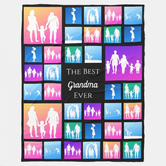 Personalized 39 Photo Collage Template Gift Fleece Blanket (Front)